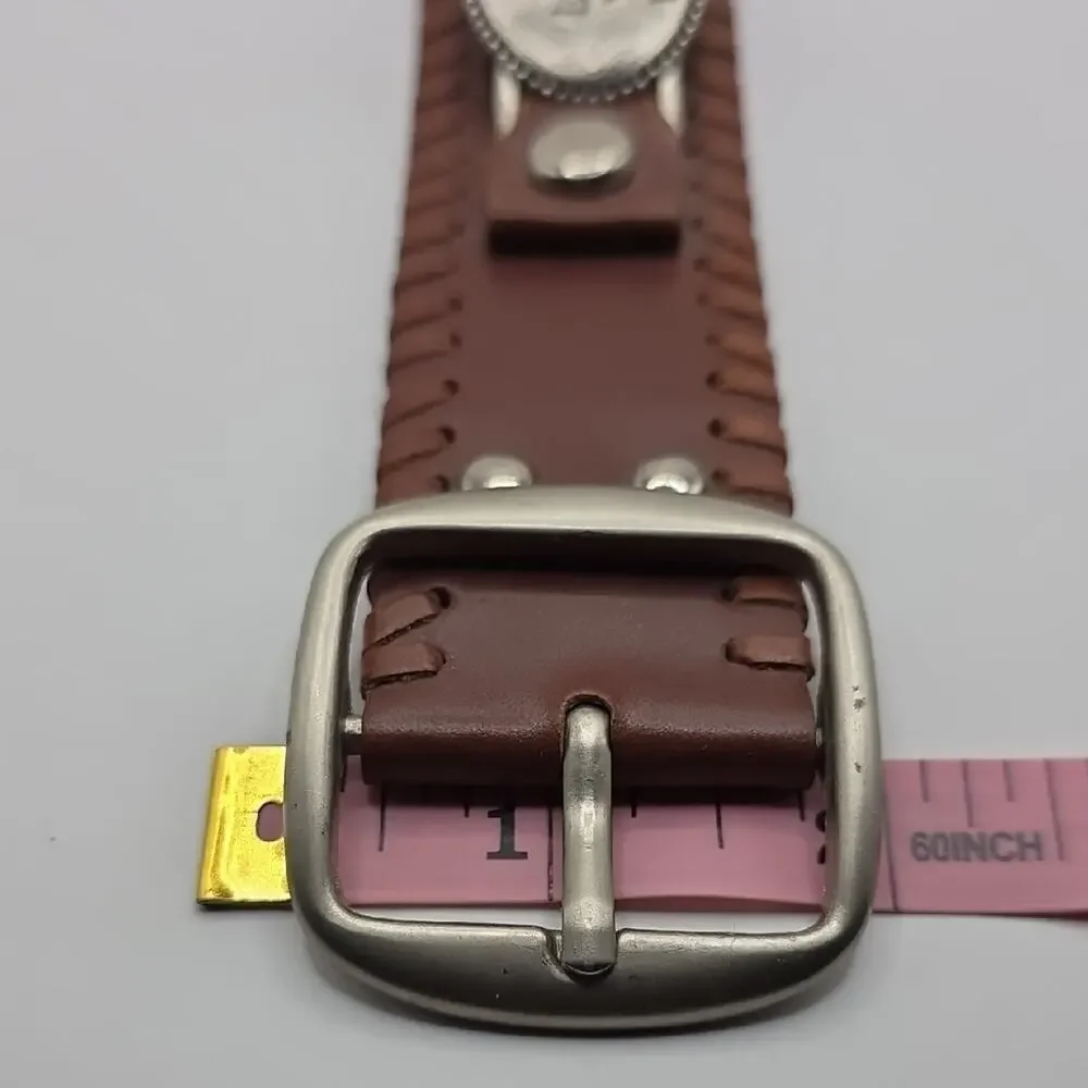 Brown Leather Bracelet with Silver Accent